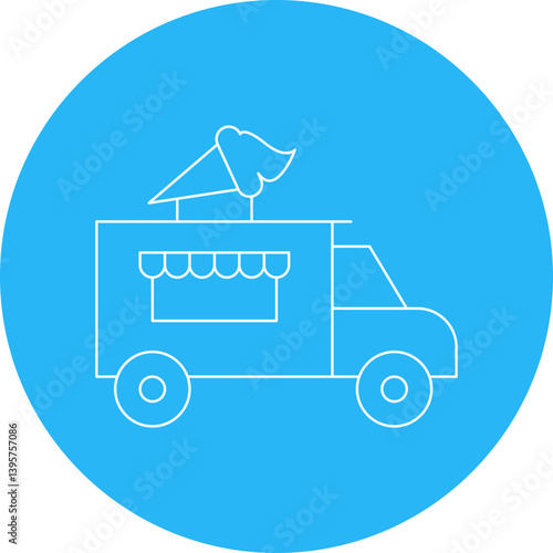 Icecream Van single vector illustration icon