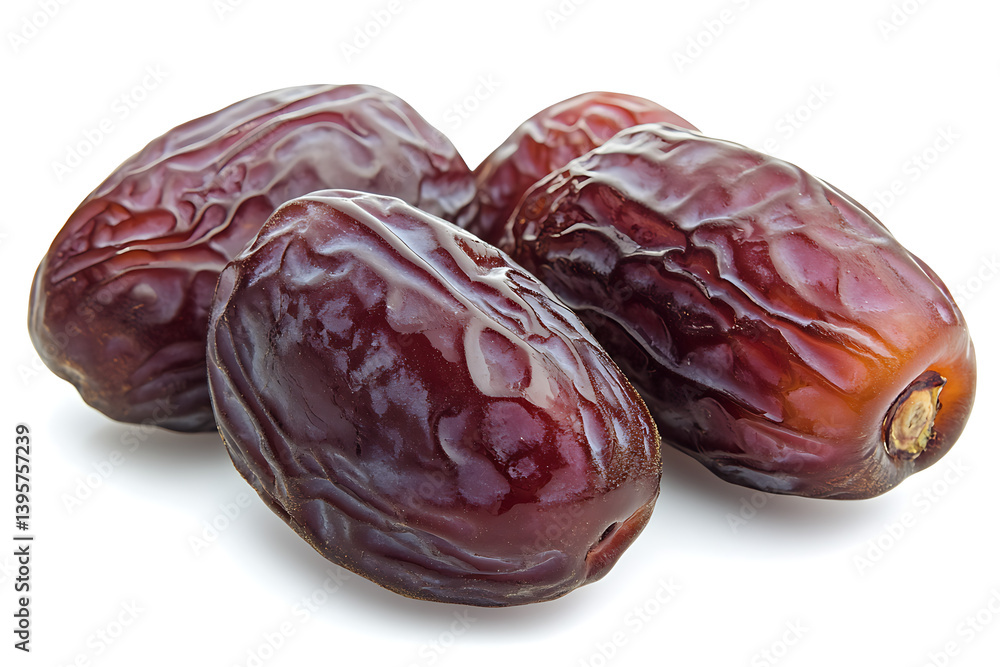 Ripe Medjool Dates with a Glossy Surface, Isolated on White Ripe Medjool Dates with a Glossy Surface, Isolated on White