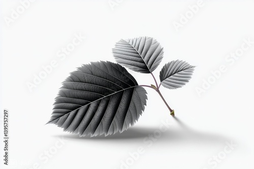 Wallpaper Mural A minimalist vector of a single leaf with thin outline and shadow on white background Torontodigital.ca