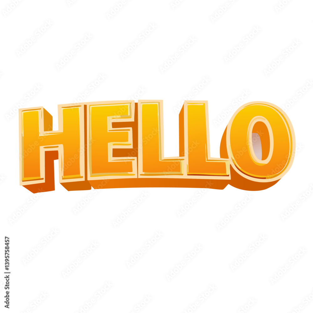 text2h3d render old 70s Hello Text Vector Art design