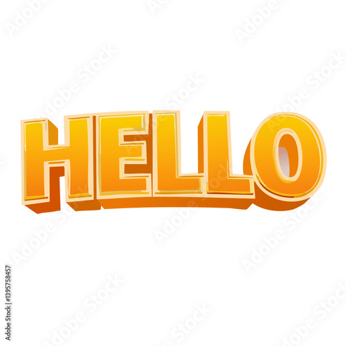 text2h3d render old 70s Hello Text Vector Art design