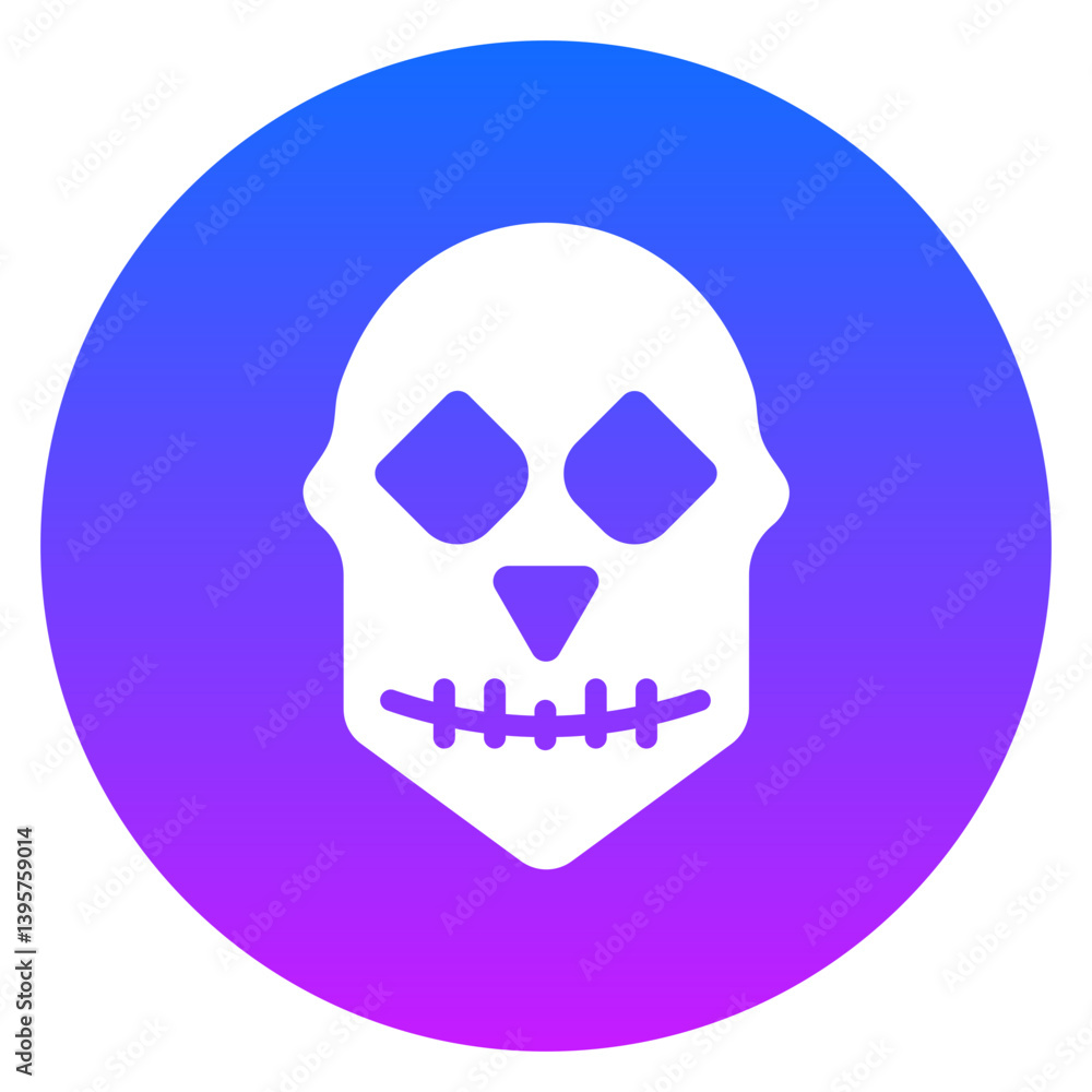Fototapeta premium Bold Glyph Human Skull Anatomy Rounded Gradient Circle Icon