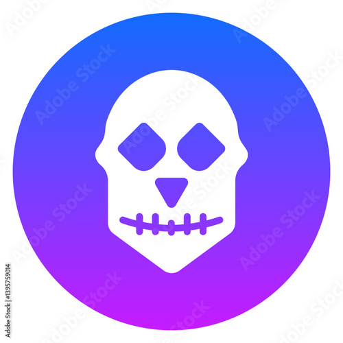 Bold Glyph Human Skull Anatomy Rounded Gradient Circle Icon