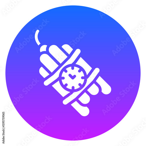 Bold Glyph Dynamite Explosive Rounded Gradient Circle Icon