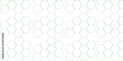 White and light green Hexagonal Background. Luxury White Pattern. 3D Futuristic abstract honeycomb mosaic . Vector Futuristic minimal  geometric mesh cell texture.