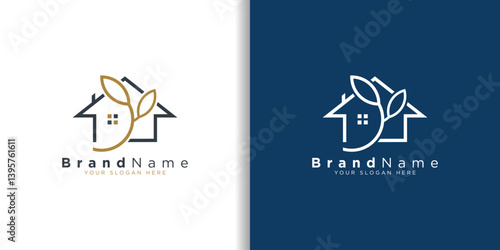 Home property Leaf logo vector designs concept