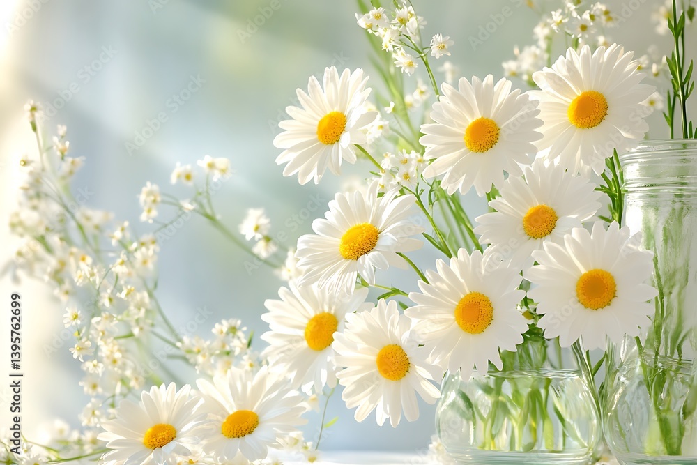 Daisies in Vase, Sunny Window Daisies in Vase, Sunny Window