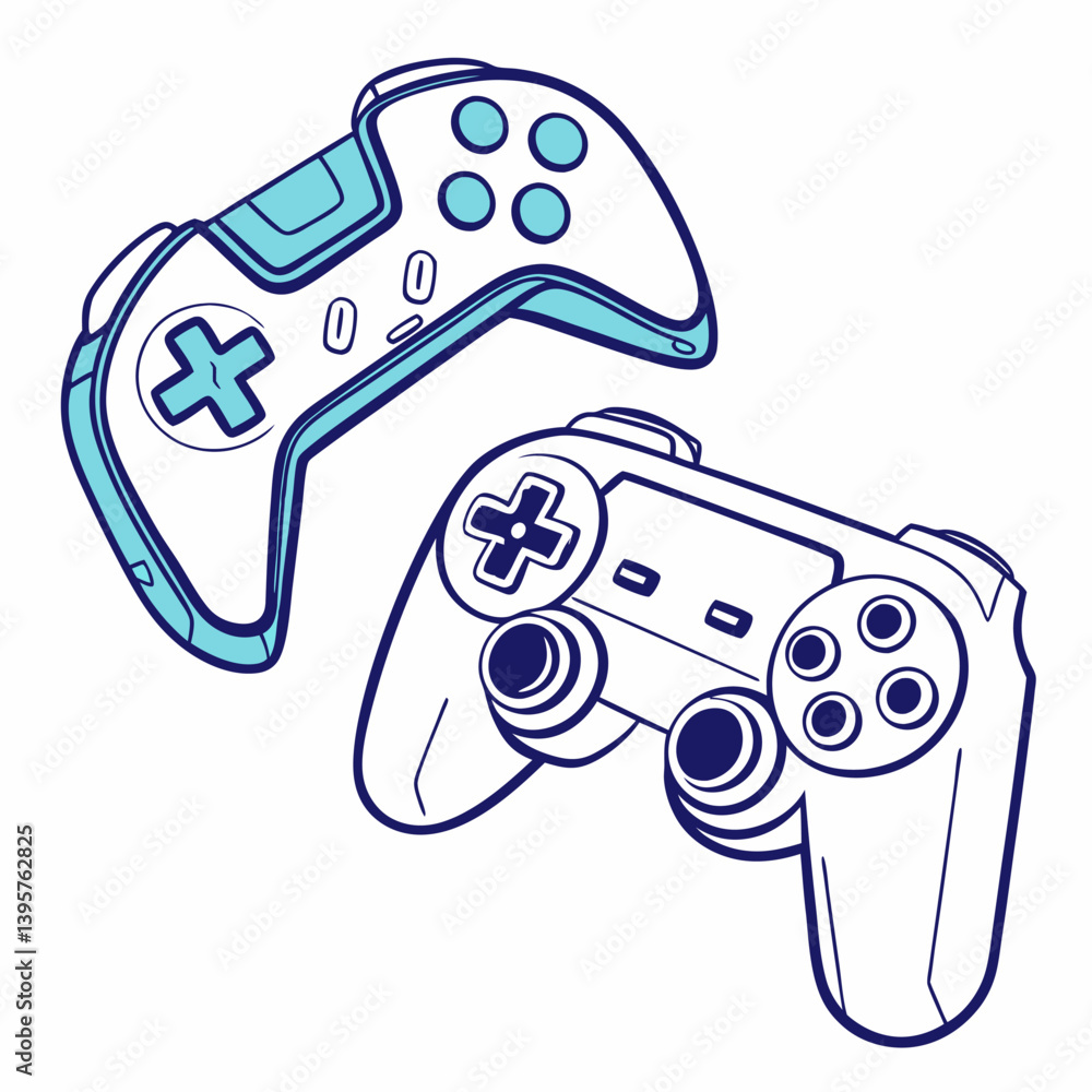 Video game controller icon featuring joystick and buttons for computer console play