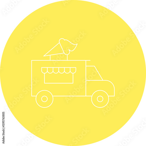 Icecream Van single vector illustration icon