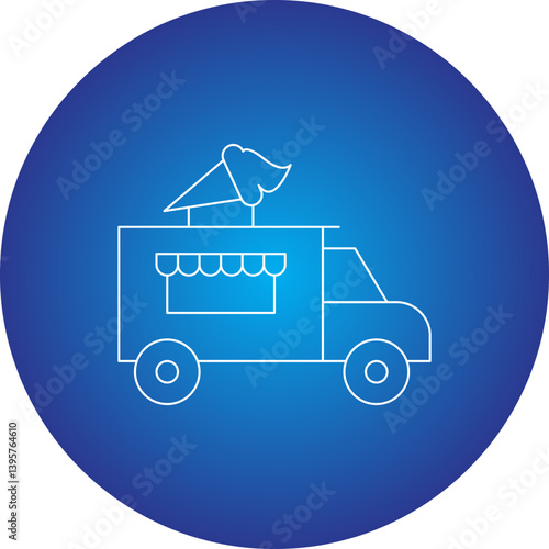 Icecream Van single vector illustration icon