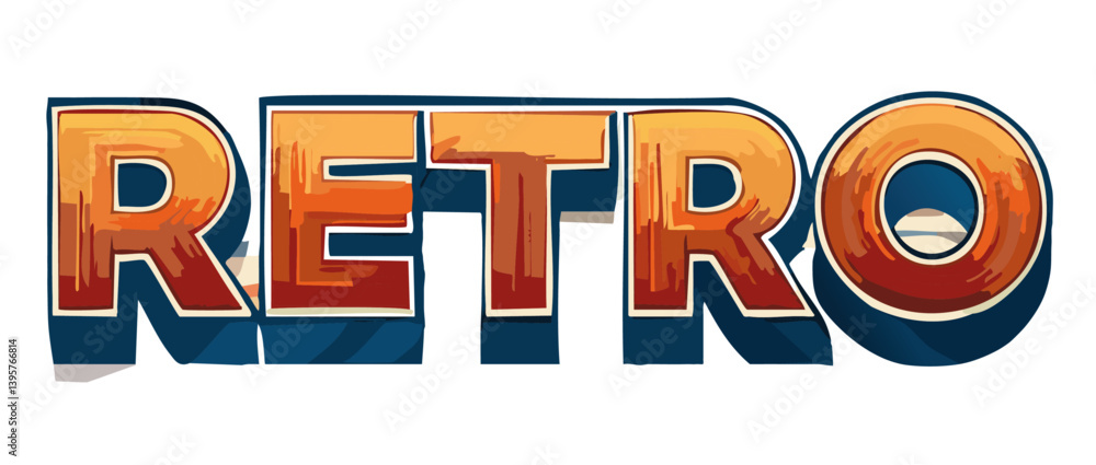 3d render old 70s Retro Text Vector Art design