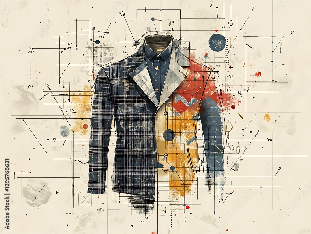 A deconstructed suit, a visual exploration of design elements.