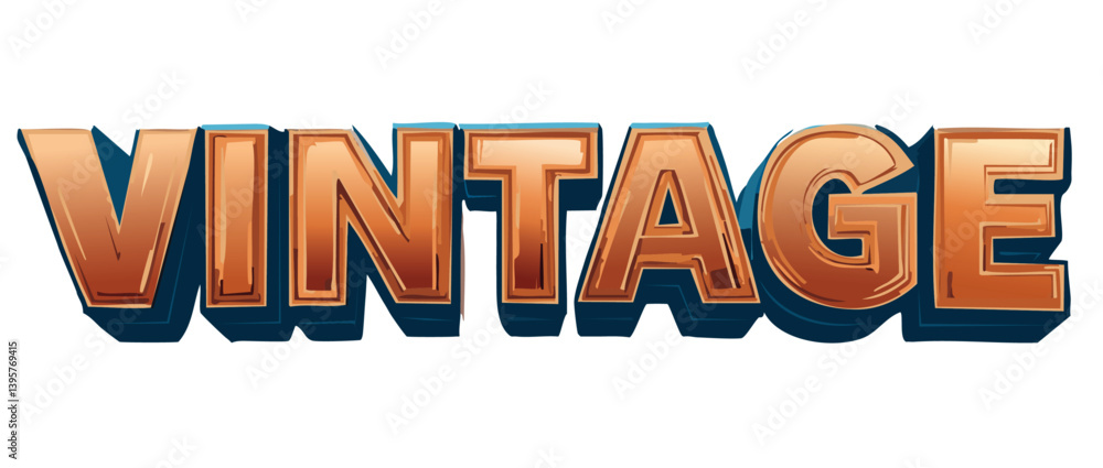 3d render old 70s Vintage Text Vector Art design