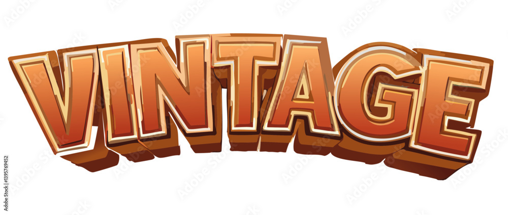 3d render old 70s Vintage Text Vector Art design