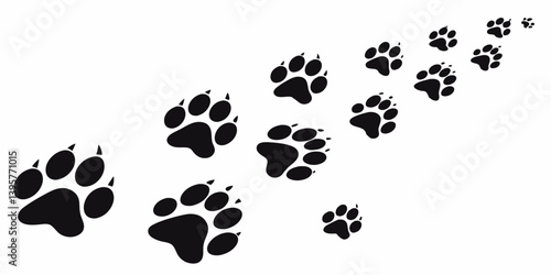 Diagonal Black Paw Prints Animal Tracks Footprints Illustration