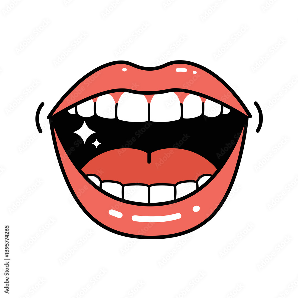 Happy mouth laughing illustration with smiling expression Happy mouth laughing illustration with smiling expression