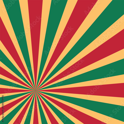 Circus background and spiral retro rays vector pattern. Vintage poster of red white sun or star burst radial lines with grunge texture, circus, carnival, summer fair or chapiteau backdrop