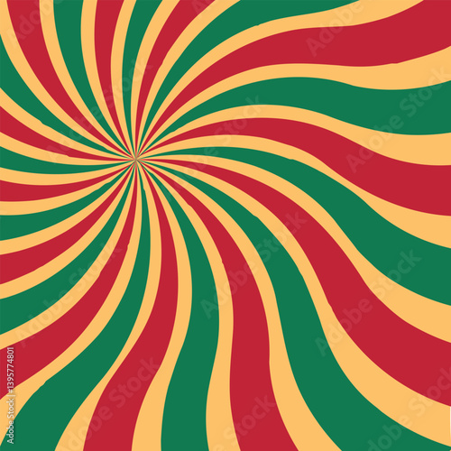 Circus background and spiral retro rays vector pattern. Vintage poster of red white sun or star burst radial lines with grunge texture, circus, carnival, summer fair or chapiteau backdrop
