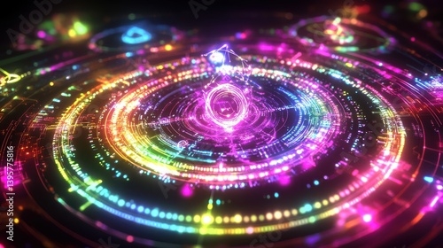 Holographic Quantum Interface Displaying Intricate Art