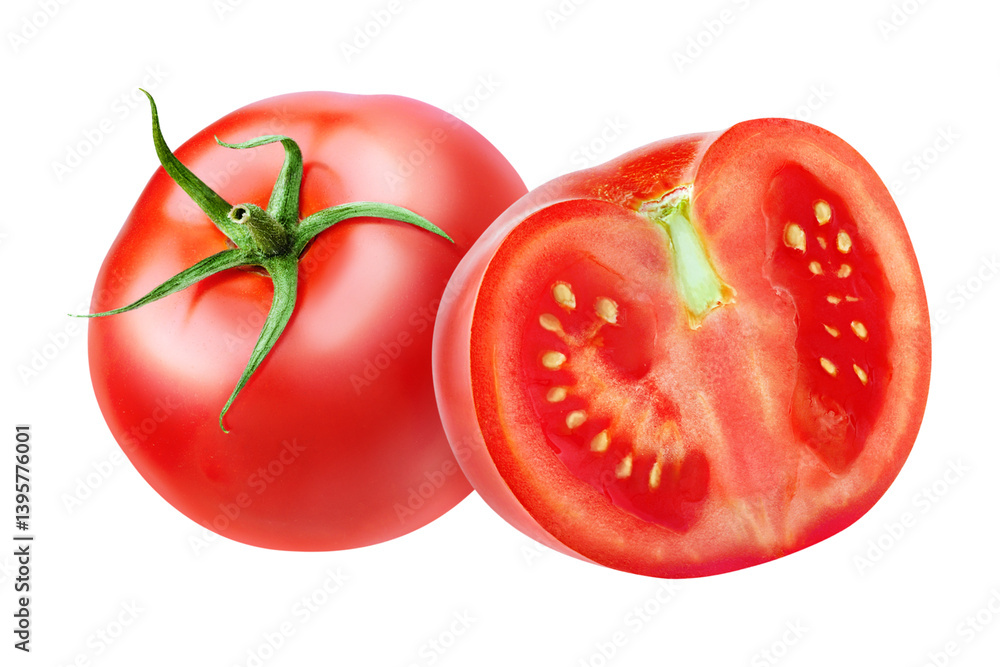 tomato with slice isolated on white background tomato with slice isolated on white background