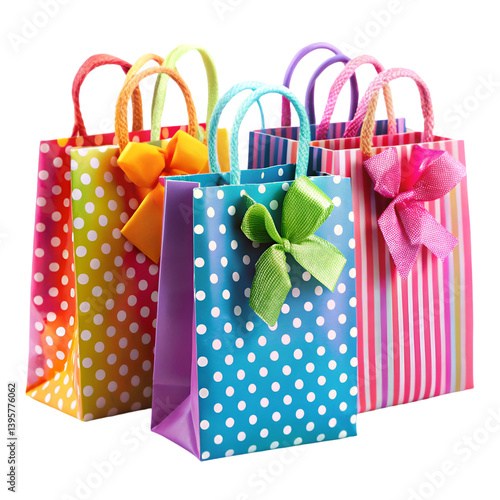 Party gift bags isolated on transparent background  
