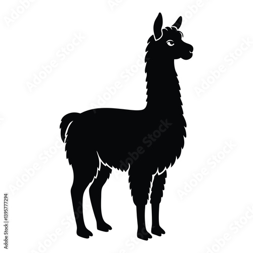 alpaca silhouette white background.