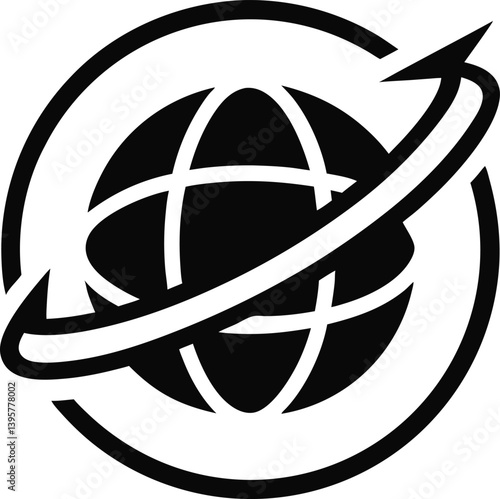 Round global world rotating clockwise vector on transparent background