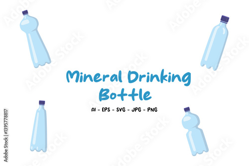A Set Of Mineral Drinking Water Bottles Vectore Illustration, Water Bottles Vector Illustration Bundle, Set Of Mineral Water Bottles In Different Shapes And Sizes  