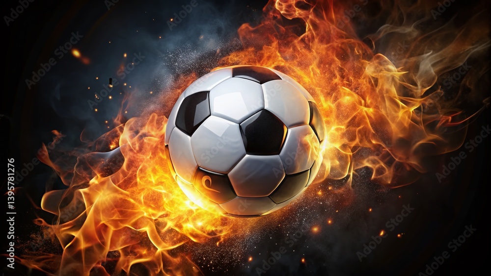 Fototapeta premium Fiery Soccer Ball: Extreme Sports Action Stock Photo