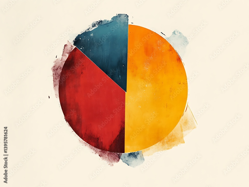 A vibrant abstract pie chart, showcasing a dynamic division of colors.