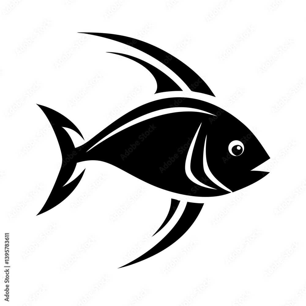 Fototapeta premium Flat aquatic fish vector with simple fins and round eye.