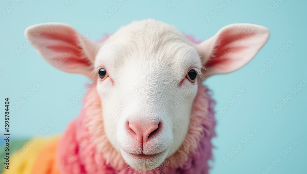 Cute Lamb in Rainbow-Colored Fleece Cute Lamb in Rainbow-Colored Fleece