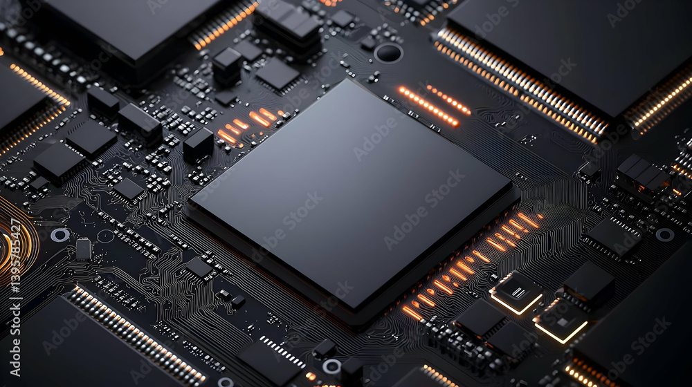Fototapeta premium High-Tech Circuit Board With Processor