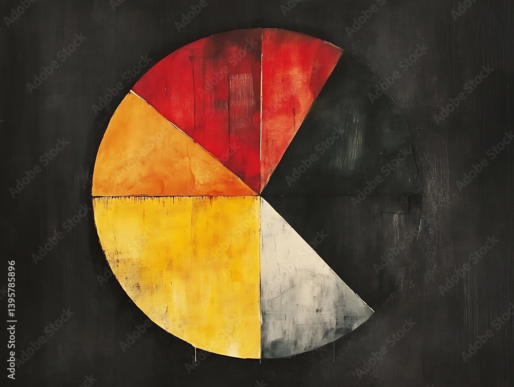 A vibrant abstract circular composition of primary and secondary colors.