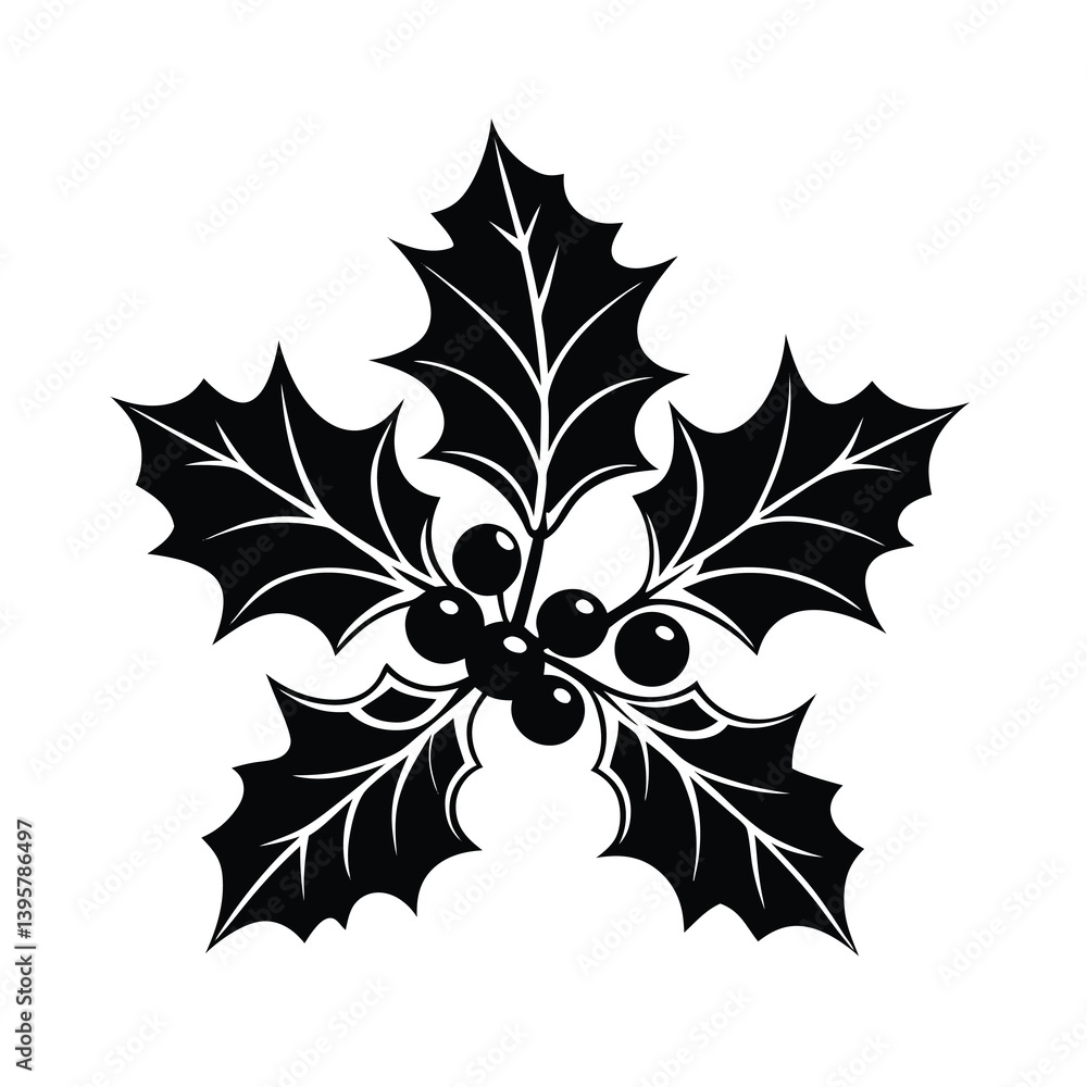 Naklejka premium christmas holly leaves