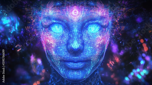 Wallpaper Mural Holographic Quantum Interface Glowing with Intricate Patterns Torontodigital.ca