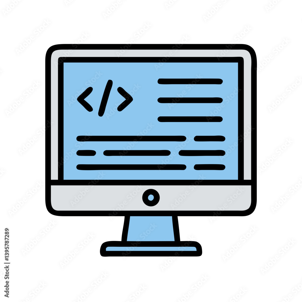 Computer Monitor Code Screen Icon Design Computer Monitor Code Screen Icon Design