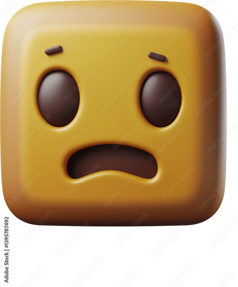 Fototapeta premium Sad emoticon in 3D clay design with a transparent background for digital communications and creative projects