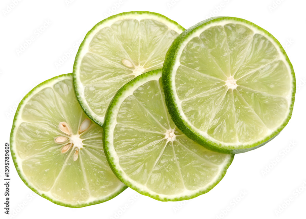 Lime cut slices top view isolated on transparent background Generative Ai.
Lime cut slices top view isolated on transparent background Generative Ai.