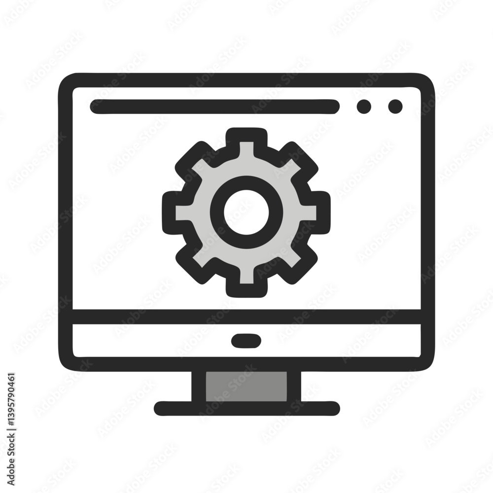 Computer Monitor Gear Settings Icon Design Computer Monitor Gear Settings Icon Design