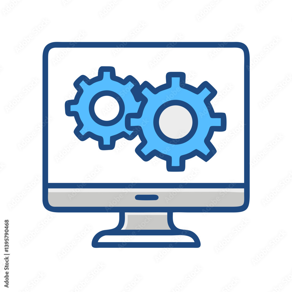 Computer Monitor Gear Settings Icon Design Computer Monitor Gear Settings Icon Design