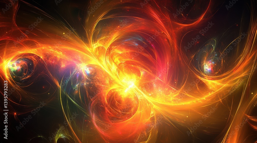 Fototapeta premium Quantum System Glowing with Swirling Binary Project