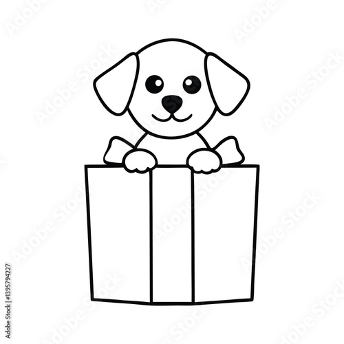 dog with gift box
