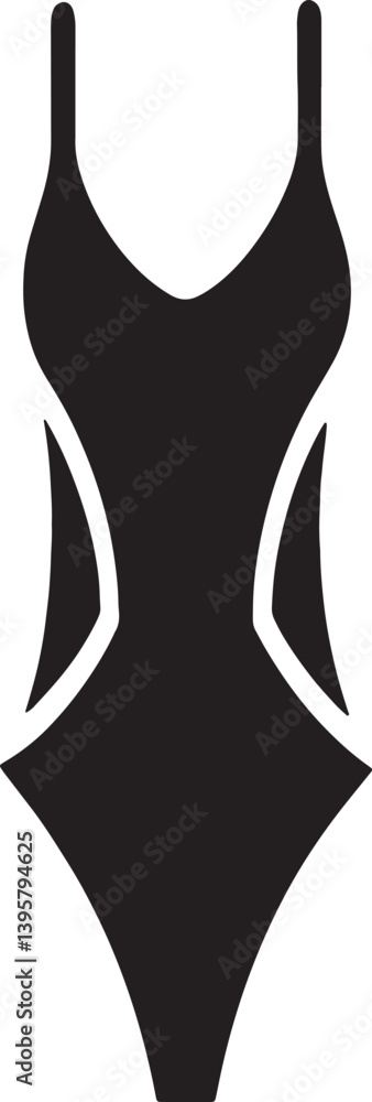 A swimsuit icon silhouette is on a white background. A swimsuit icon silhouette is on a white background.