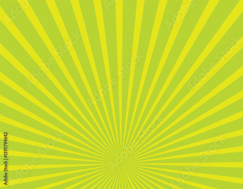 Green sun rays background with halftone. Cartoon funny retro pattern strip mock up.