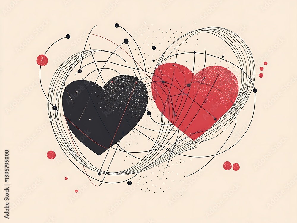 Two interconnected hearts, intertwined in a cosmic embrace.