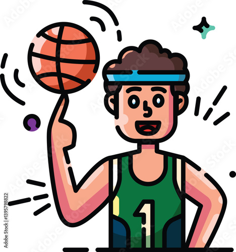 Basketball player spinning the ball on his finger