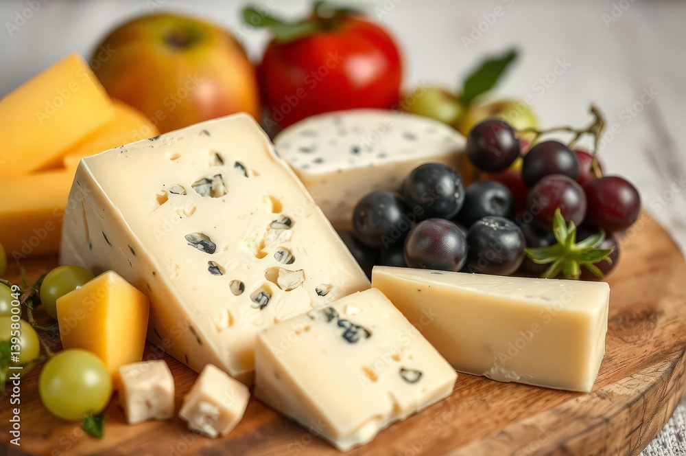 Icelandic Cheese Delight on Wooden Board Icelandic Cheese Delight on Wooden Board