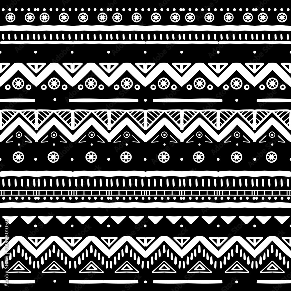 Black and white Ethnic seamless in native style. Vector pattern with African art decoration tribal geometric shape symbols. Folk background vector. Tent boarder backdrop. Abstract Aztec line motif Black and white Ethnic seamless in native style. Vector pattern with African art decoration tribal geometric shape symbols. Folk background vector. Tent boarder backdrop. Abstract Aztec line motif