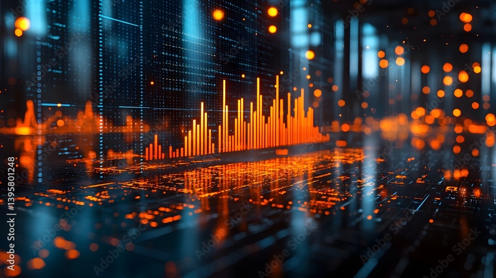 Obraz premium Futuristic financial data analytics and market visualization